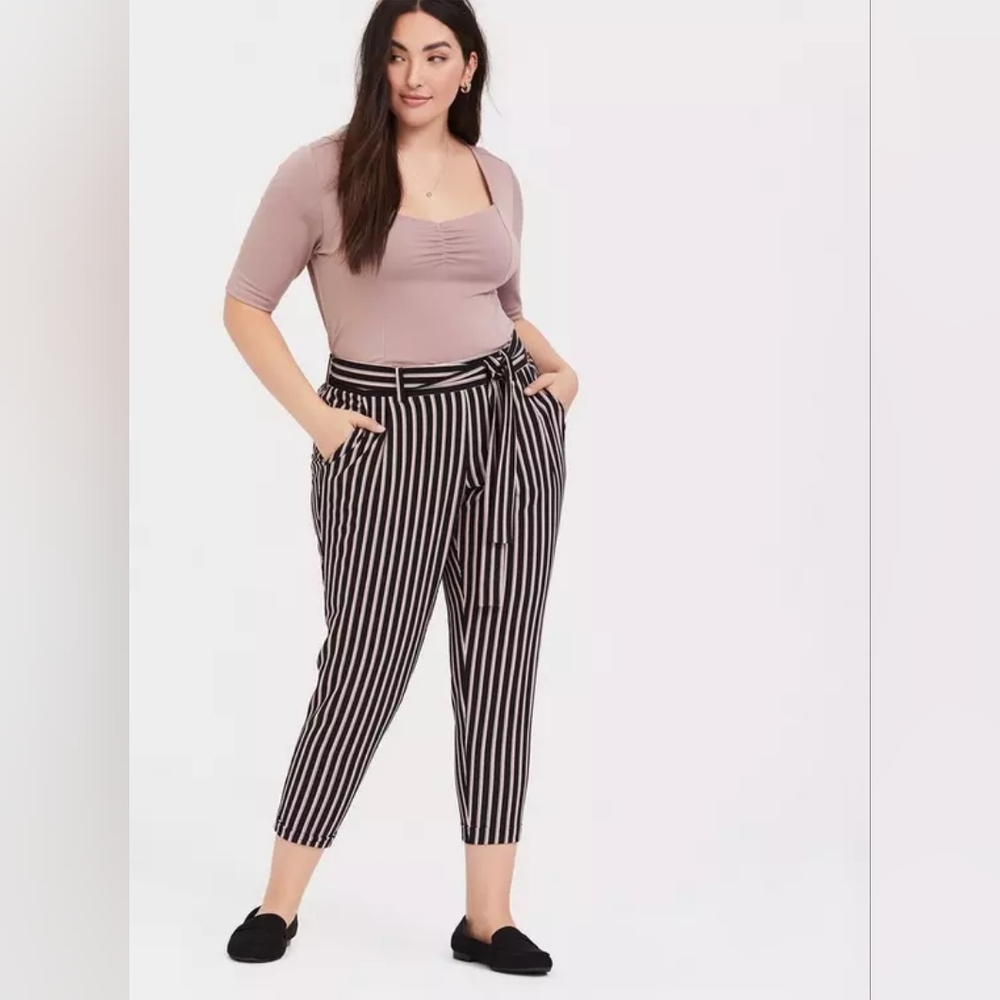 Torrid Multi Stripe Crepe Cropped Pants Trousers In 4 (26)